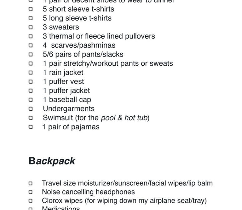 Alaska Cruise Packing List
